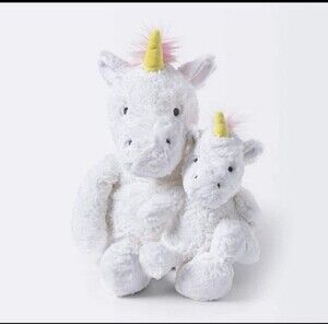 Cloud Island Plush & Rattle Set- White Unicorn Plush W/Baby Unicorn Rattle 12”